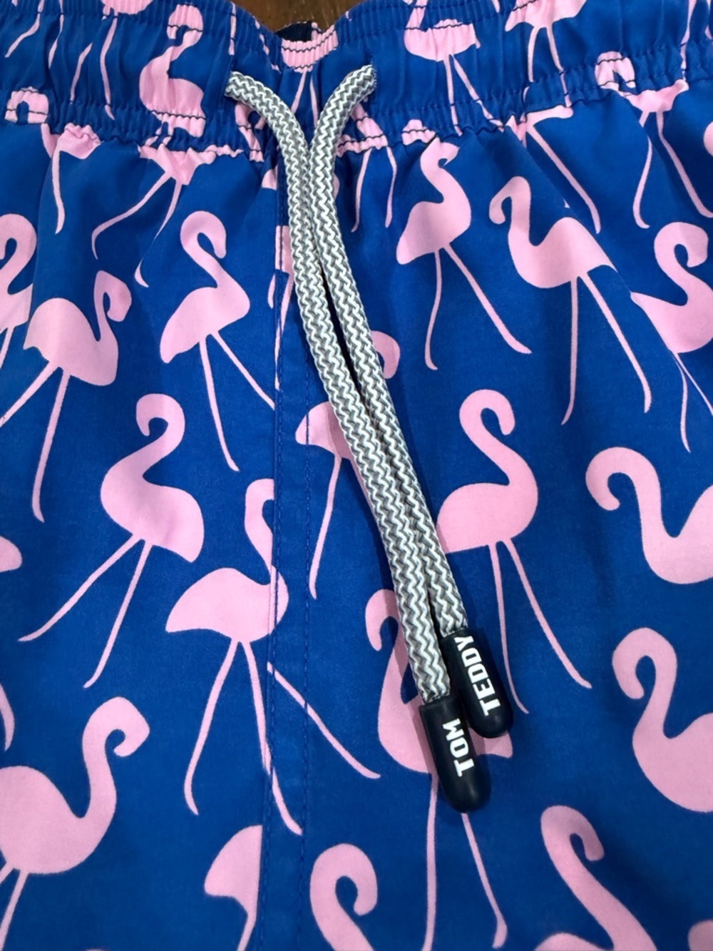 Tom & Teddy Men's Swim Trunks Blue Flamingo Size L - Picture 4 of 8